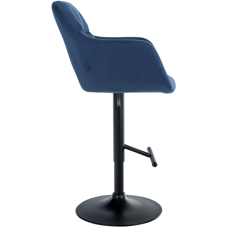 Tabouret de bar Natoma en velours noir bleu