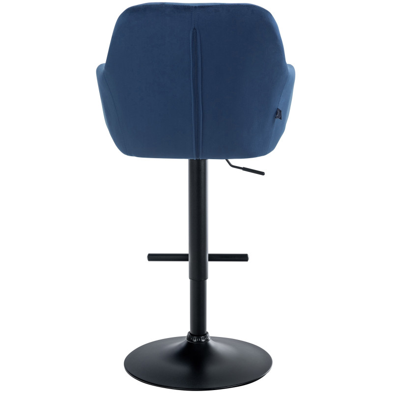 Tabouret de bar Natoma en velours noir bleu
