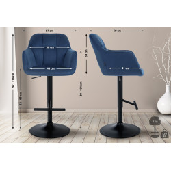Tabouret de bar en velours Natoma noir bleu
