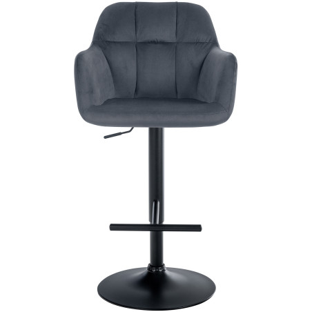 Tabouret de bar Natoma en velours noir gris foncé