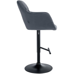 Taburete de bar Natoma en terciopelo Gris oscuro,Metal negro mate