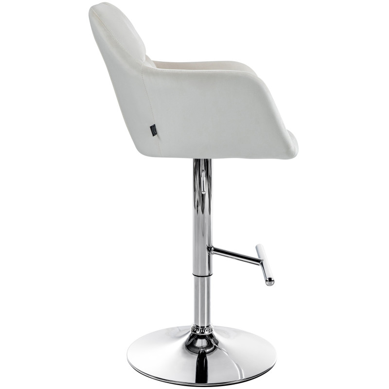 Tabouret de bar Natoma en velours, chromé crème