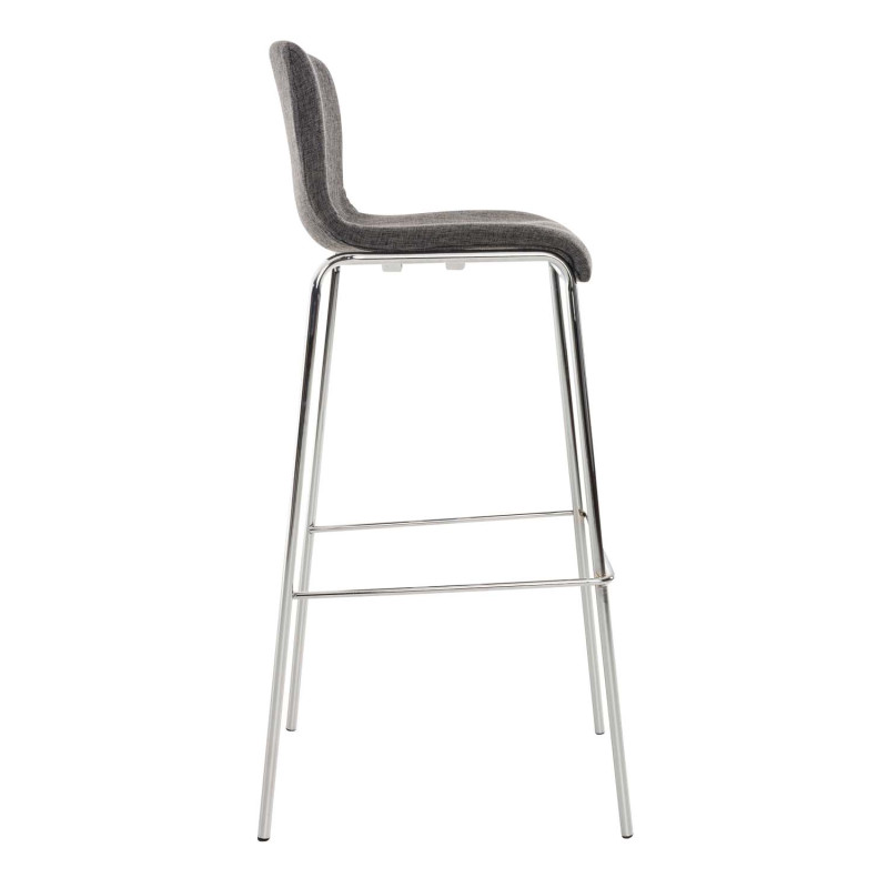 Tabouret de bar Hoover tissu 4 pieds structure chrome gris clair