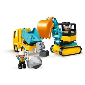 LEGO 10931 DUPLO Le Camion Et La Pelleteuse, Engin de chantier Jouet Pour Les Enfants De 2 ans et +