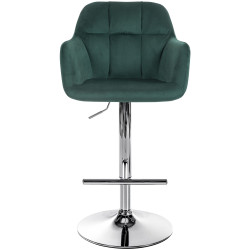 Tabouret de bar Natoma en velours, chromé vert