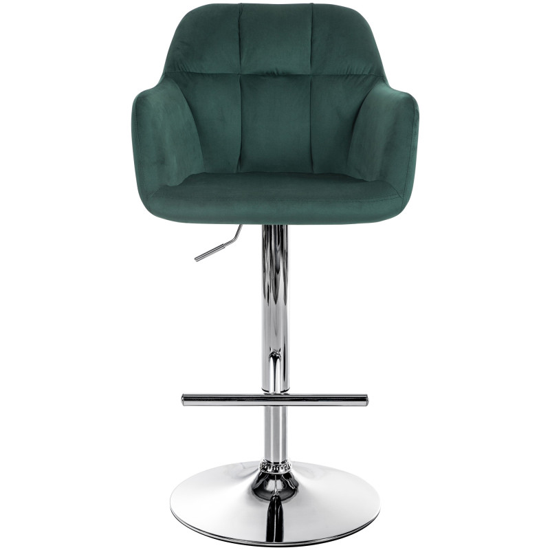 Tabouret de bar Natoma en velours, chromé vert
