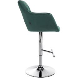 Tabouret de bar Natoma velours vert chrome