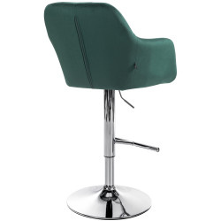 Tabouret de bar Natoma en velours, chromé vert