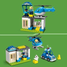 LEGO 10959 DUPLO Le Commissariat Et L'Hélicoptere De La Police, Voiture Avec Gyrophare et Sirene, Jouet d'Éveil Des 2 Ans