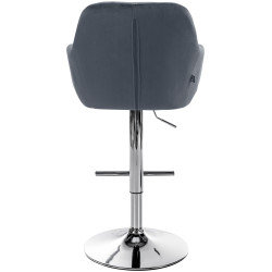 Tabouret de bar Natoma en velours, chromé gris foncé