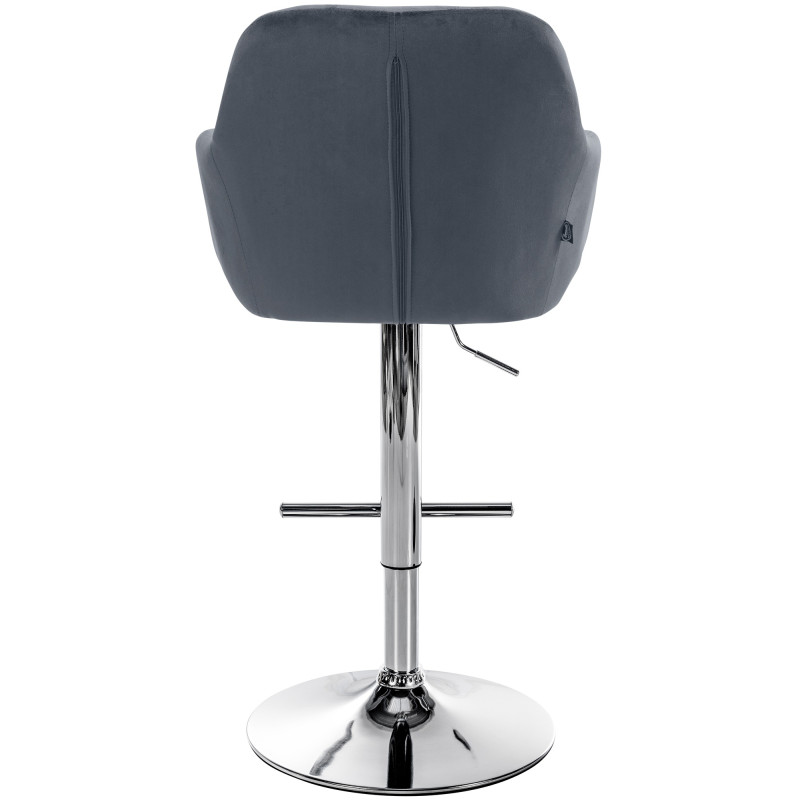 Tabouret de bar Natoma velours chrome gris foncé