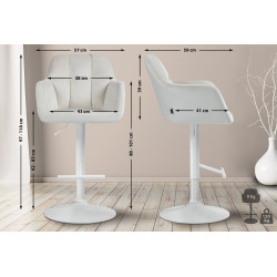Tabouret de bar Natoma velours blanc crème