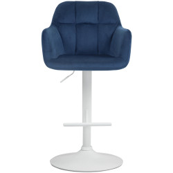 Tabouret de bar Natoma en velours blanc bleu