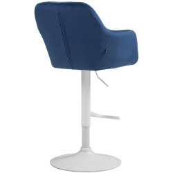 Tabouret de bar Natoma velours blanc bleu