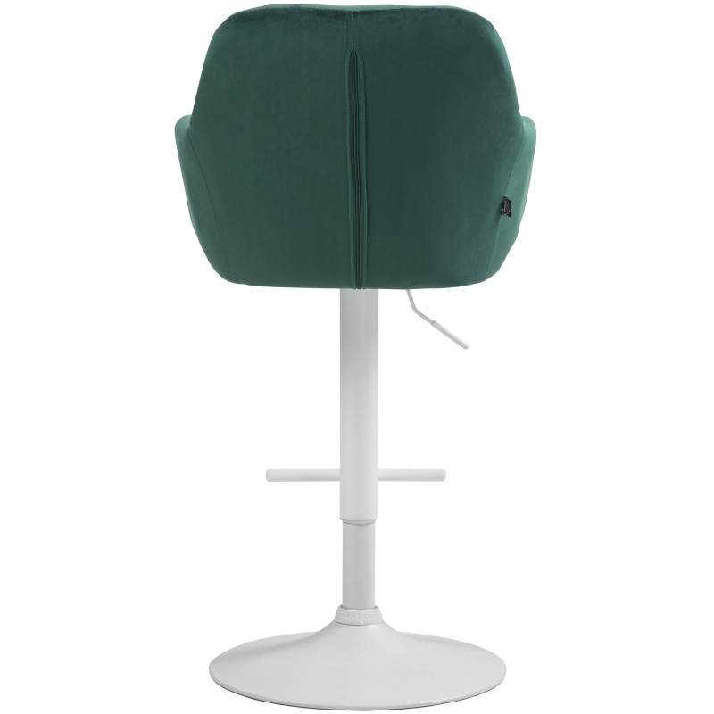 Taburete de bar Natoma en terciopelo Verde,Metal blanco mate