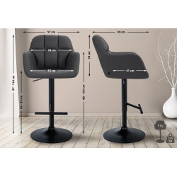 Taburete de bar Natoma en polipiel Negro,Metal negro mate