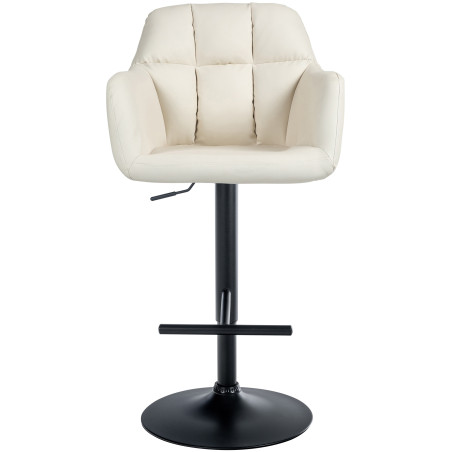 Taburete de bar Natoma en polipiel Crema,Metal negro mate