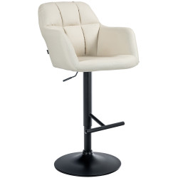 Taburete de bar Natoma en polipiel Crema,Metal negro mate