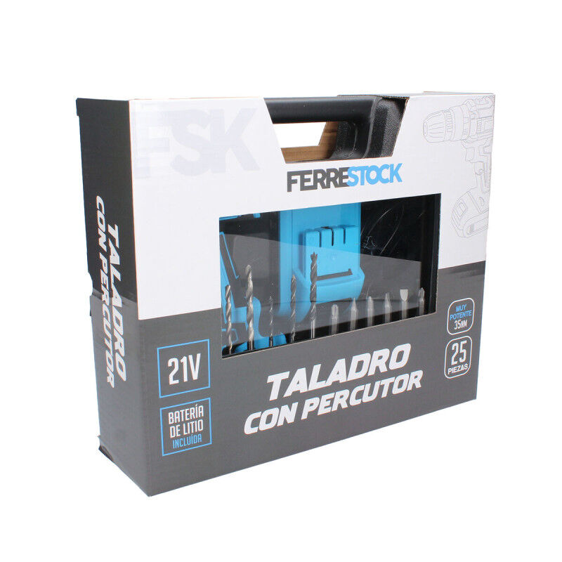 Set de forage et accessoires Ferrestock FSKTAB101 21 V 25 Pièces