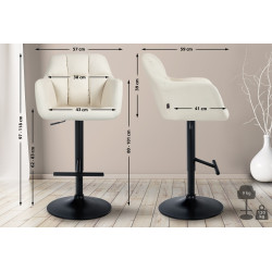 Taburete de bar Natoma en polipiel Crema,Metal negro mate