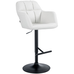 Taburete de bar Natoma en polipiel Blanco,Metal negro mate