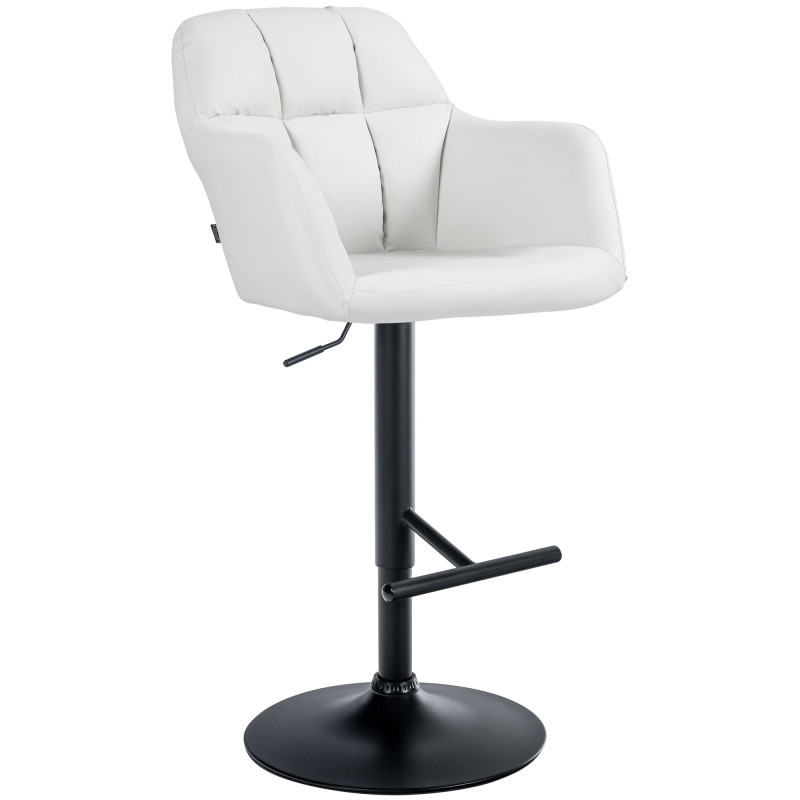 Taburete de bar Natoma en polipiel Blanco,Metal negro mate