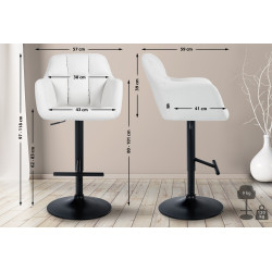 Tabouret de bar Natoma, similicuir, noir blanc