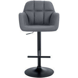 Tabouret de bar Natoma, simili cuir noir/gris