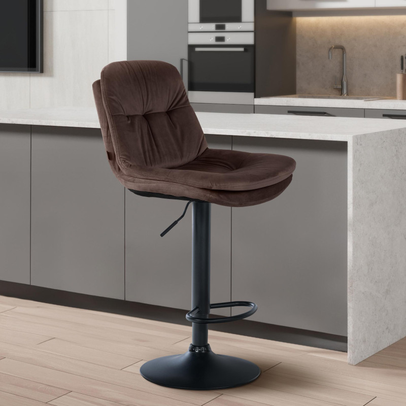 Tabouret de bar Laurel en velours noir
