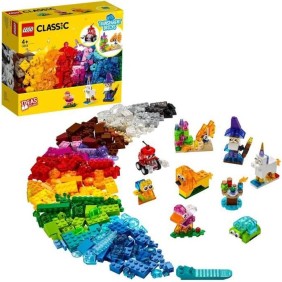 LEGO 4+ Classic 11013 Briques transparentes créatives, Jeu de construction en briques incluant des animaux pour enfants