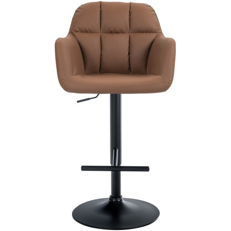 Taburete de bar Natoma en polipiel Marrуn claro,Metal negro mate