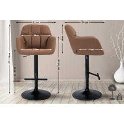 Tabouret de bar Natoma simili cuir noir marron clair