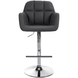 Taburete de bar Natoma en polipiel Negro,Metal cromado