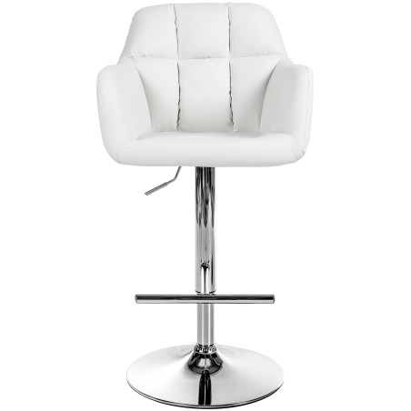 Tabouret de bar Natoma simili cuir chrome blanc