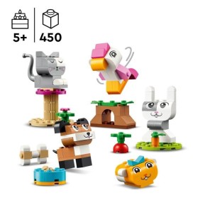 LEGO 11034 Classic Les Animaux de Compagnie Créatifs, Jouet avec Animaux, Modele Chien, Chat, Lapin, Hamster et Oiseau