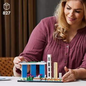 LEGO 21057 Architecture Singapour, Loisirs Créatifs pour Adultes, Collection Skyline, Décoration pour La Maison