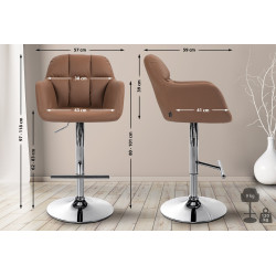 Tabouret de bar Natoma, similicuir, chromé brun clair