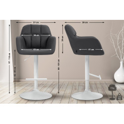 Taburete de bar Natoma en polipiel Negro,Metal blanco mate