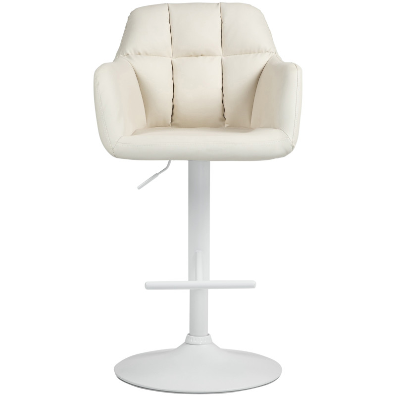 Tabouret de bar Natoma, similicuir, blanc crème