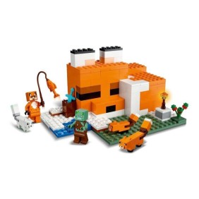 LEGO 21178 Minecraft Le Refuge du Renard, Jouet de Construction Maison, Enfants des 8 ans, Set avec Figurines Zombie, Animaux