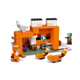 LEGO 21178 Minecraft Le Refuge du Renard, Jouet de Construction Maison, Enfants des 8 ans, Set avec Figurines Zombie, Animaux