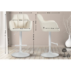 Tabouret de bar Natoma, similicuir, blanc crème