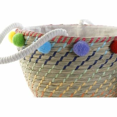 Set de basket DKD Home Decor Polyester Pompons (57 x 45 x 42,5 cm)