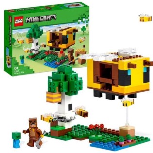 LEGO Minecraft 21241 La Cabane Abeille, Jouet, Ferme avec Maison, Zombie et Figurines Animaux