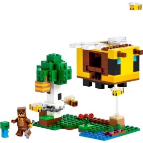 LEGO Minecraft 21241 La Cabane Abeille, Jouet, Ferme avec Maison, Zombie et Figurines Animaux