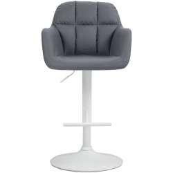 Taburete de bar Natoma en polipiel Gris,Metal blanco mate