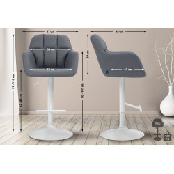 Taburete de bar Natoma en polipiel Gris,Metal blanco mate