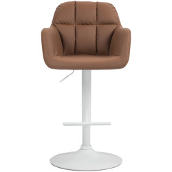 Taburete de bar Natoma en polipiel Marrуn claro,Metal blanco mate