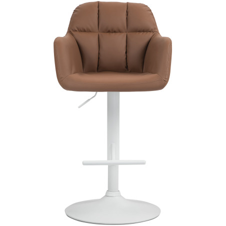 Taburete de bar Natoma en polipiel Marrуn claro,Metal blanco mate