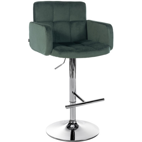 Tabouret de bar Los Angeles en velours chromé vert foncé